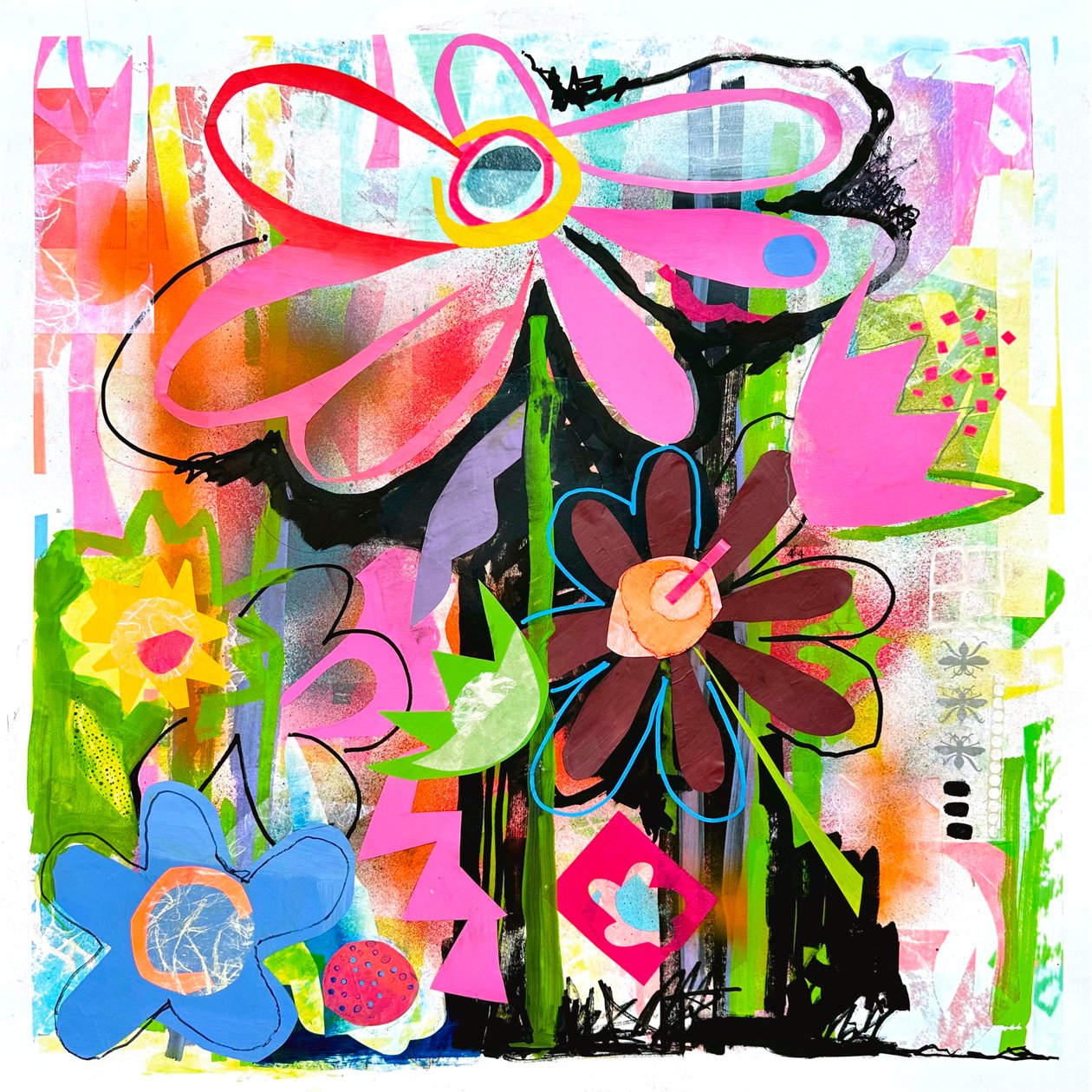 urban eden, 2025 (técnica mista sobre papel) de Kathy Dunaway
