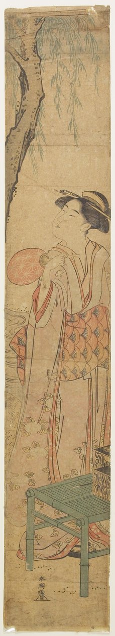 (Courtesan Cooling sob uma árvore de salgueiro) de Katsukawa Shuncho