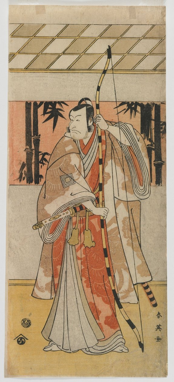 O ator Sawamura Sojuro III, período Edo, meados da década de 1790 (impressão em xilogravura colorida) de Katsukawa Shun ei