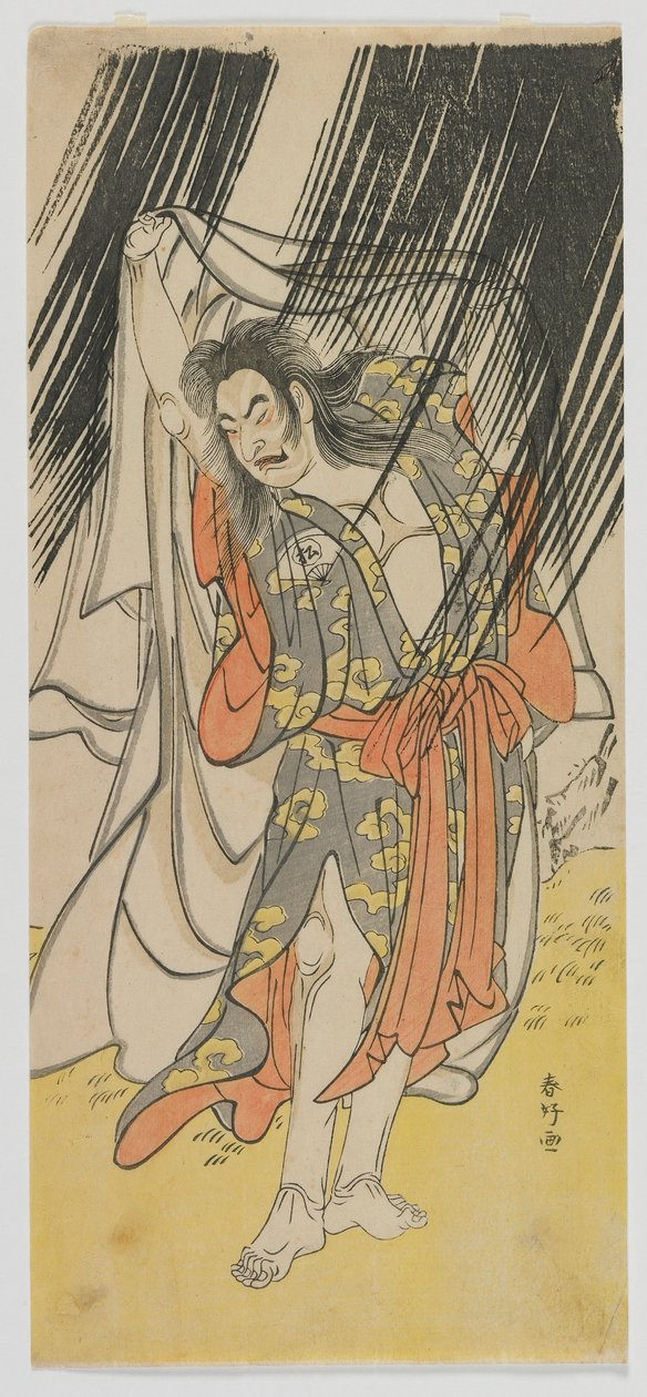 O Ator Onoe Matsusuke I como o Sacerdote Shunkan, período Edo, final dos anos 1770 (impressão em xilogravura colorida) de Katsukawa Shunko