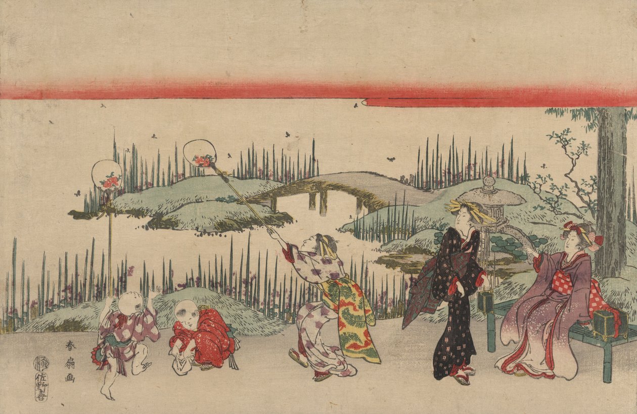 Captura de vaga-lumes (cor xilogravura) de Katsukawa Shunsen