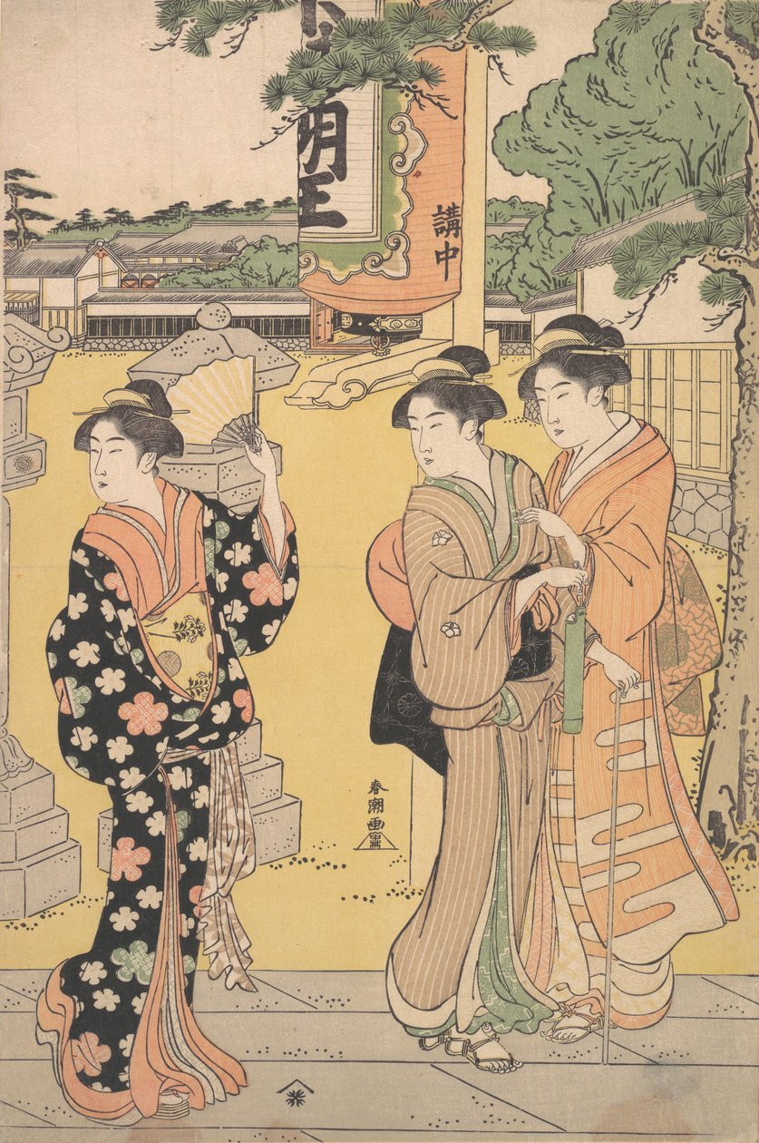 Fair Visitors in the Compound of a Buddhist Temple, ca. 1789. de Katsukawa Shuncho