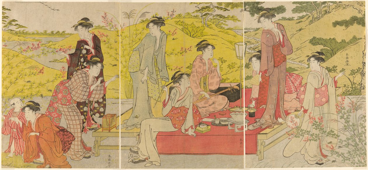 Uma festa de piquenique naquele de Katsukawa Shuncho
