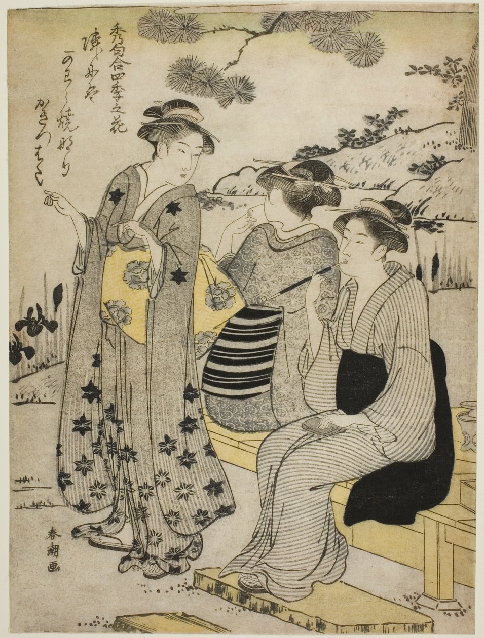 Rabbit-Ear Iris in Autumn, da série "Choicest Odes upon Flowers of the Four Seasons (Shuku awase, shiki no hana)" de Katsukawa Shuncho