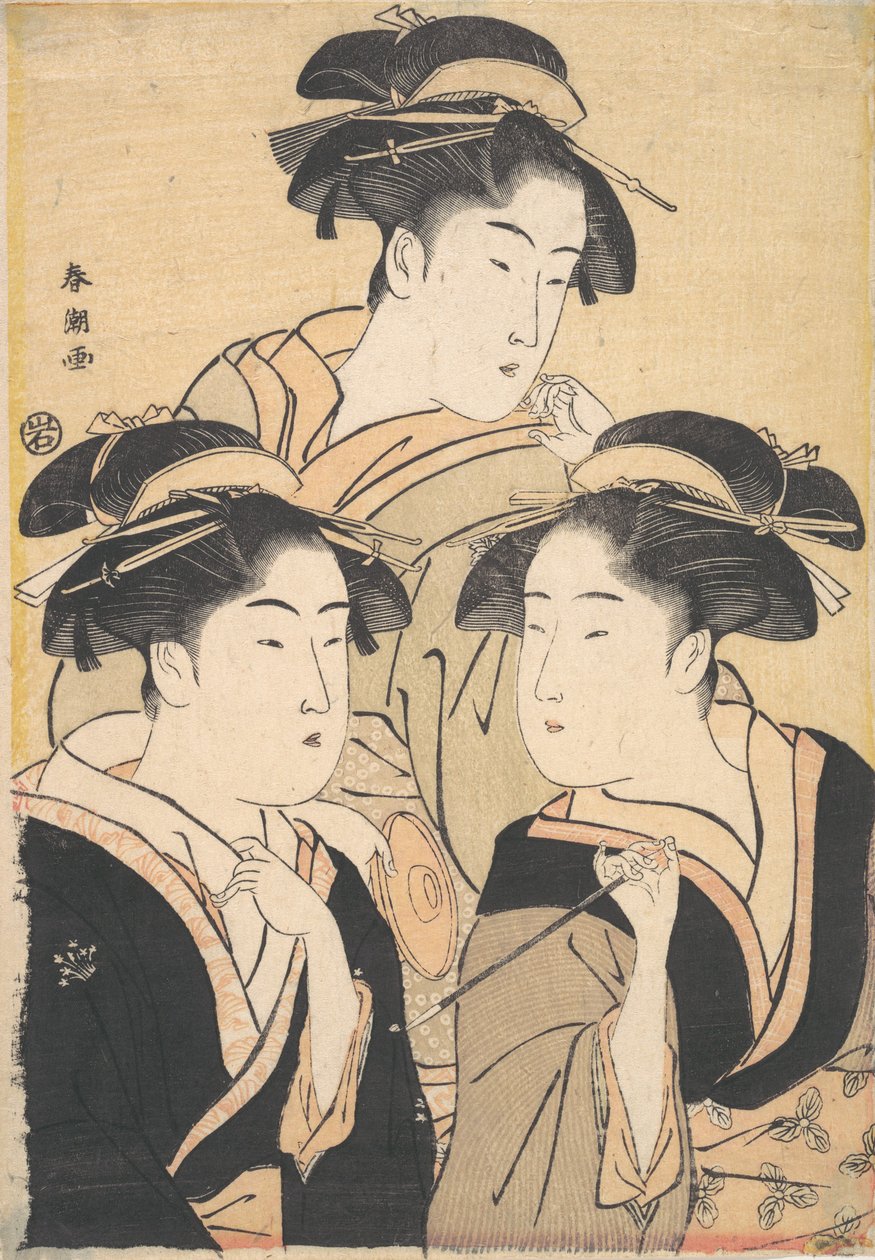 Três Belezas, finais do século XVIII. de Katsukawa Shuncho
