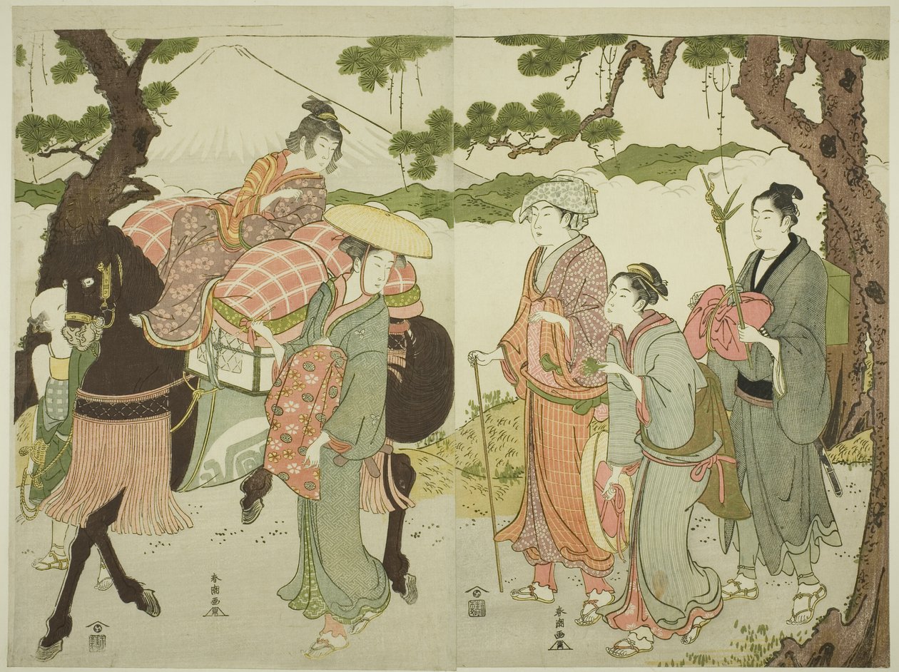 Viajantes no Tokaido de Katsukawa Shuncho
