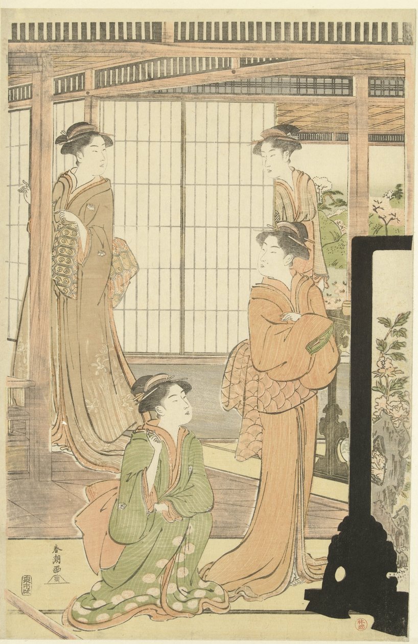 Preparativos para a festa da boneca de Katsukawa Shuncho