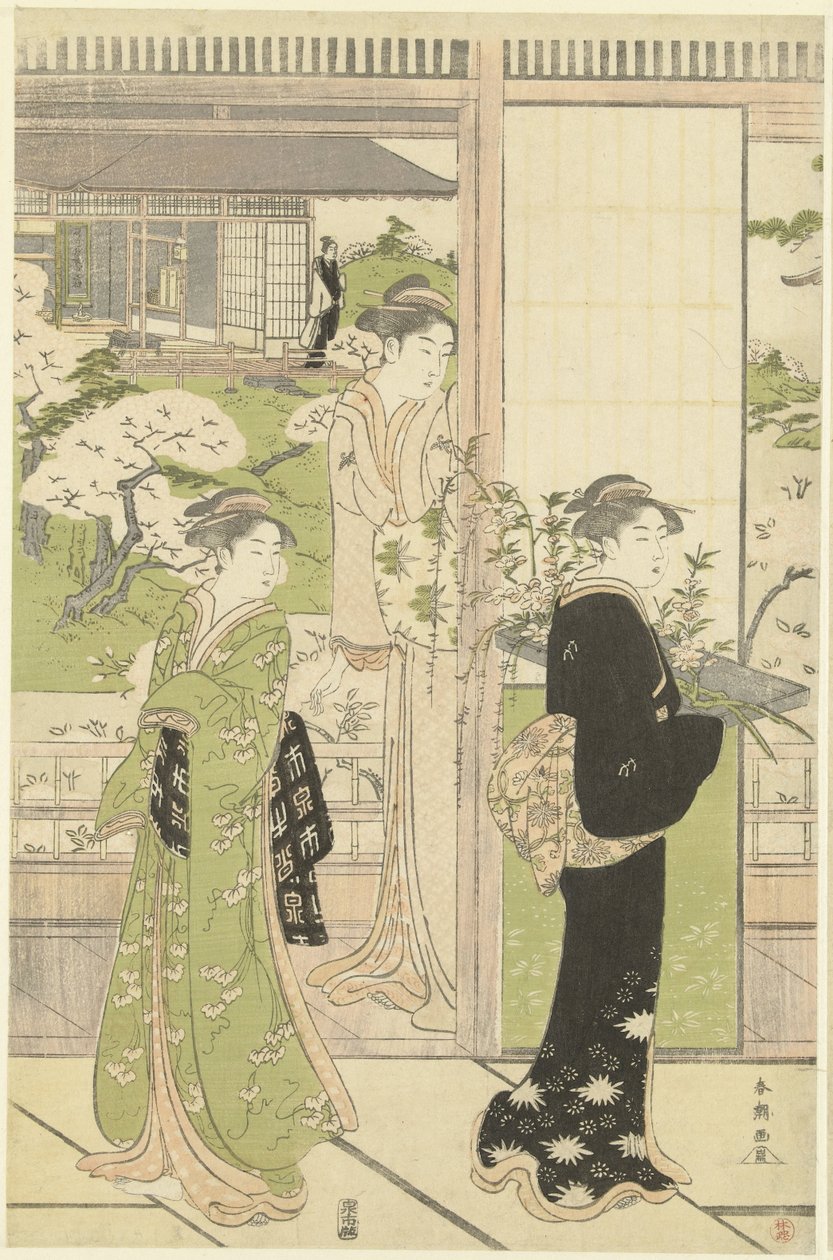 Preparativos para a festa da boneca de Katsukawa Shuncho