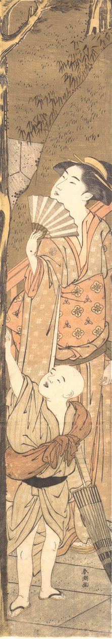 Mulher e Menino Pequeno, final do século XVIII - início do século XIX. de Katsukawa Shuncho