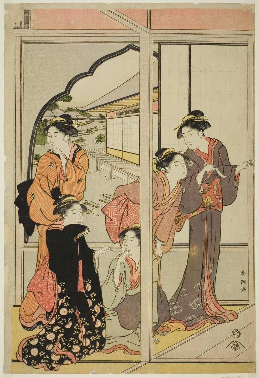 Mulheres em uma mansão de Katsukawa Shuncho