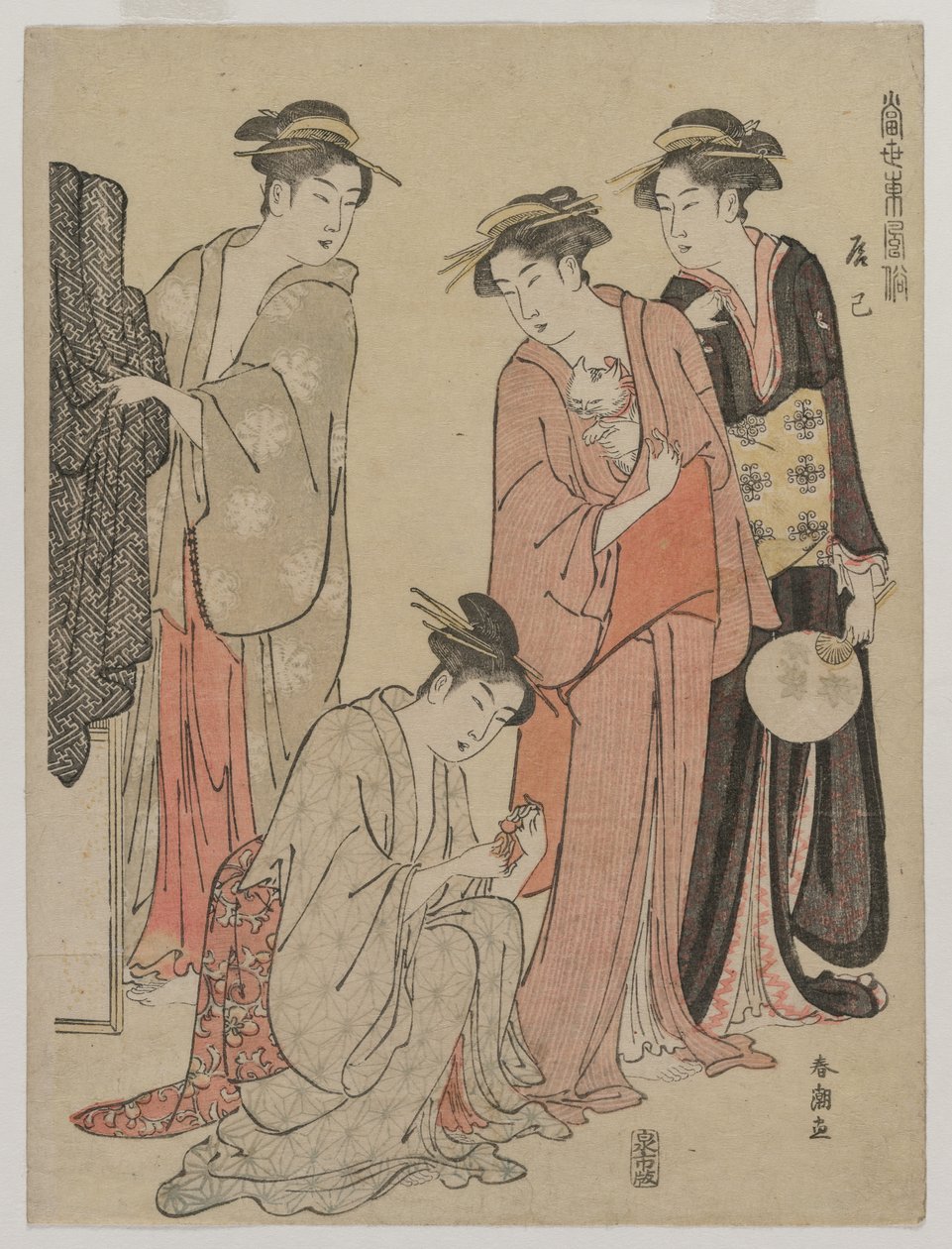 Mulheres do distrito de Tatsumi da série Costumes do Leste dos dias atuais, c. meados dos anos 1780. de Katsukawa Shuncho