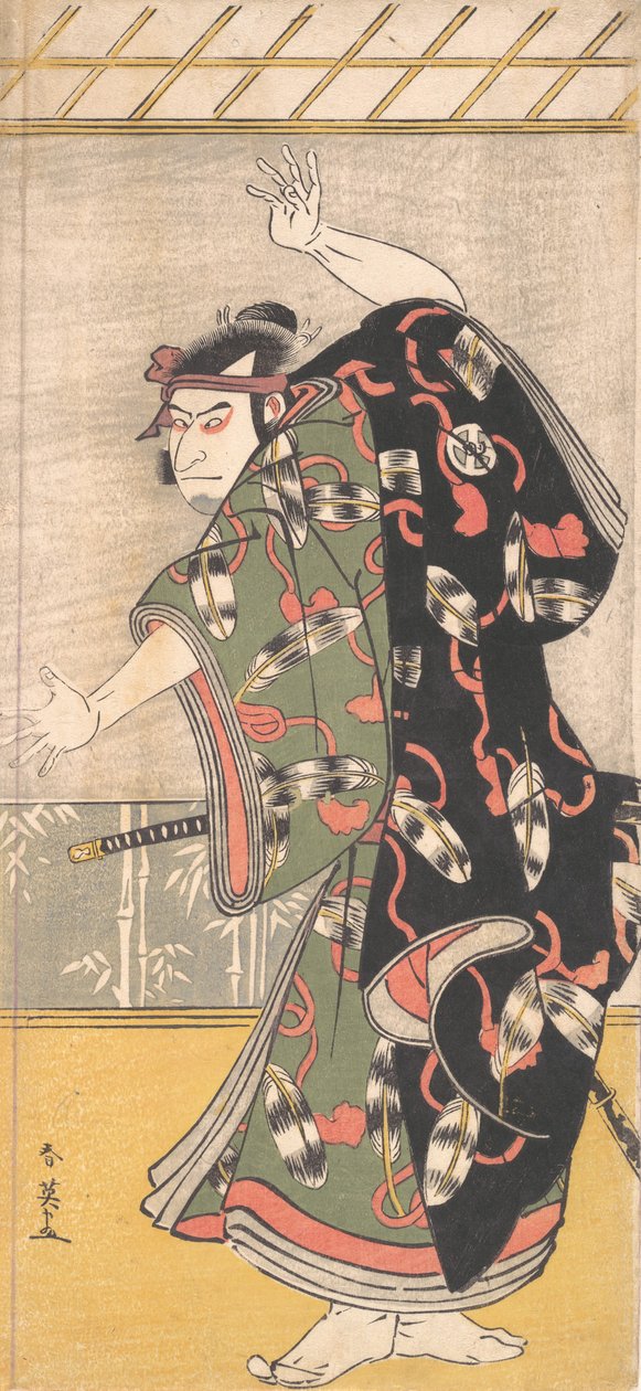 Kabuki Ator Otani Oniji III como um Samurai, ca. 1792. de Katsukawa Shun
