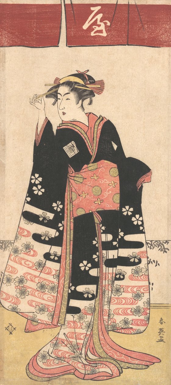 O ator Ichikawa Monosuke II em um papel feminino não identificado, ca. 1789. de Katsukawa Shun