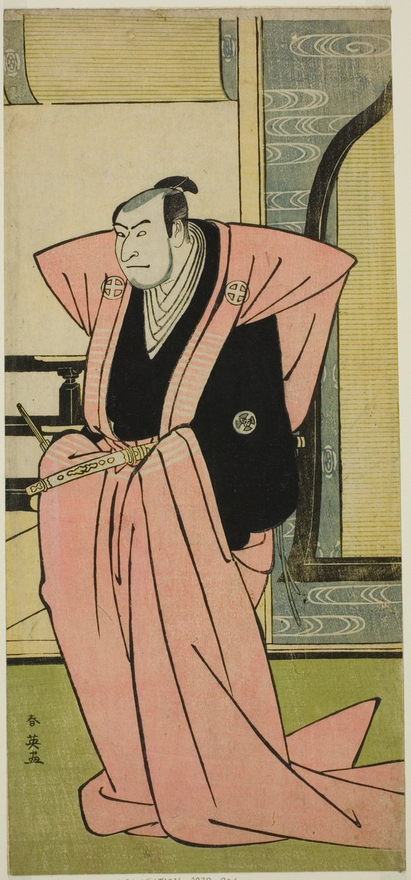 O ator Otani Oniji III num papel não identificado na peça Yukimi-zuki Eiga Hachi no Ki (), representada no Teatro Nakamura () no décimo primeiro mês de 1787 () de Katsukawa Shun