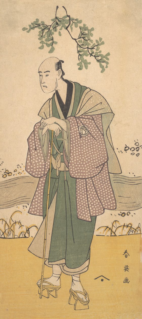 O Terceiro Bando Hikosaburo como um homem de pé na margem de um rio, ca. 1793. de Katsukawa Shun