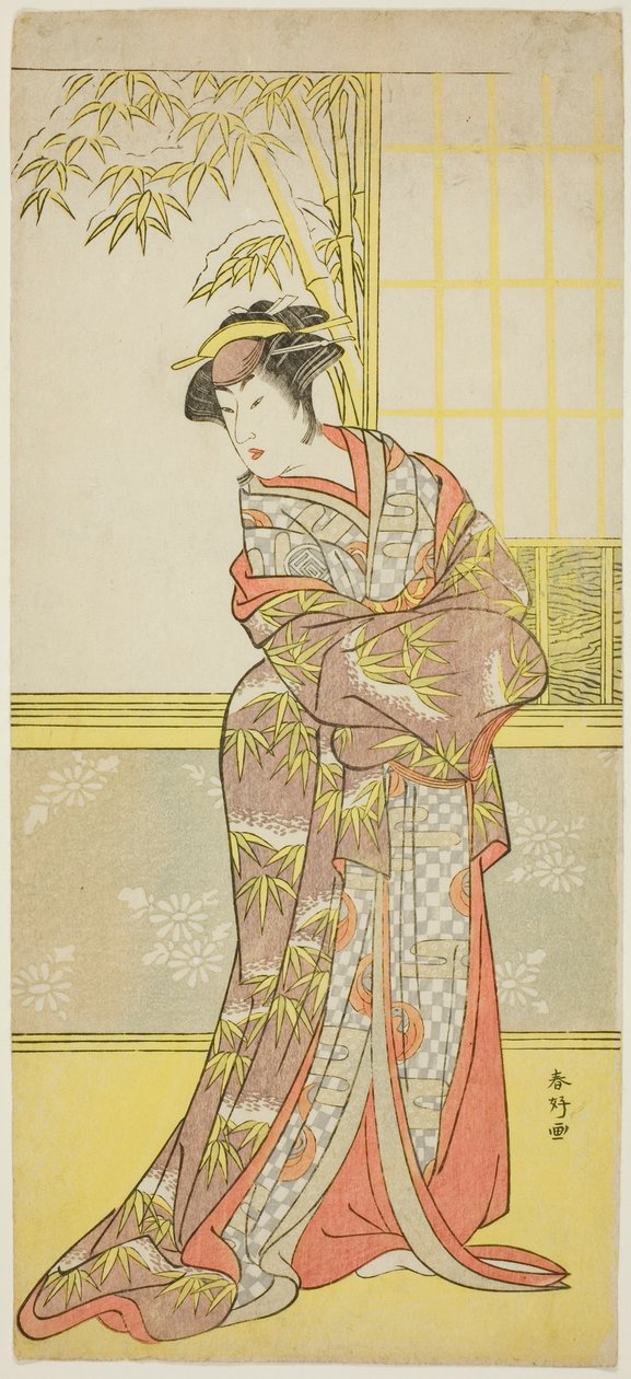 O ator Sanogawa Ichimatsu III possivelmente como Masago Gozen em "A Courtesan