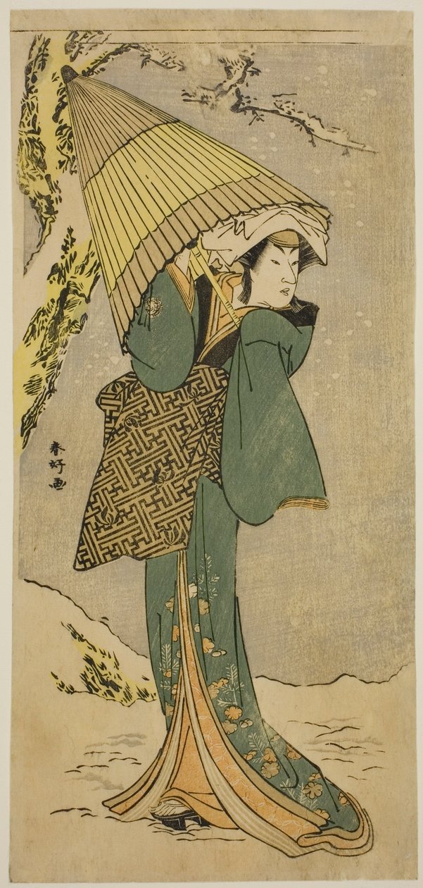 O ator Nakamura Riko I como Kiyotaki na peça Oakinai Hiru ga Kojima, representada no Teatro Nakamura no décimo primeiro mês de 1784 de Katsukawa Shunkо̄
