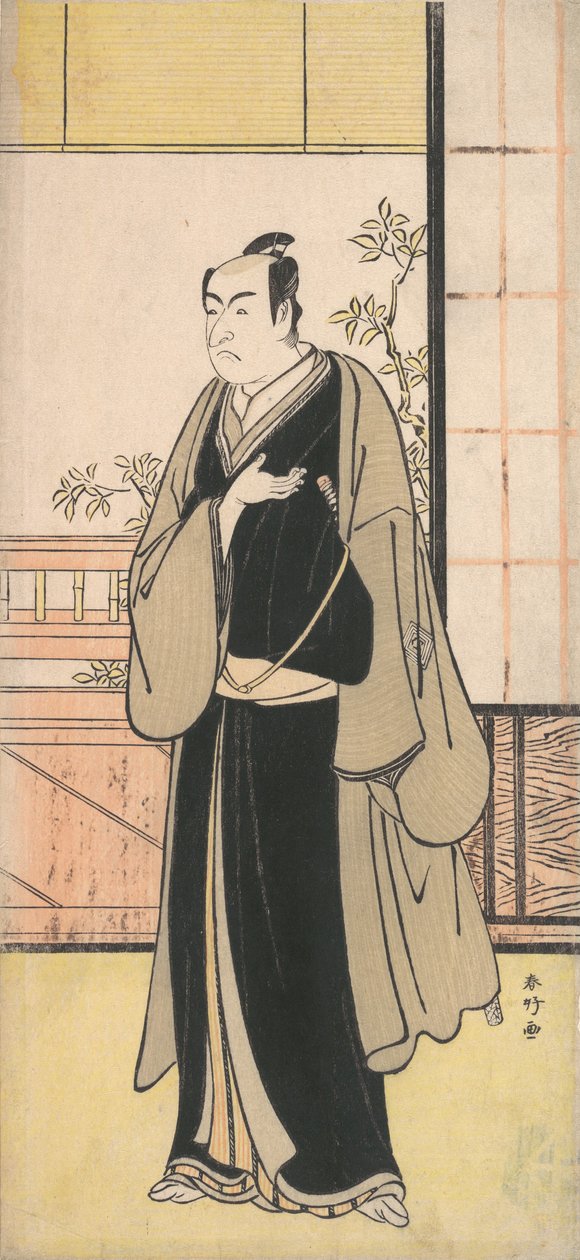 O Ator Ichikawa Monnosuke II como um Kyokaku, ca. 1777. de Katsukawa Shunko