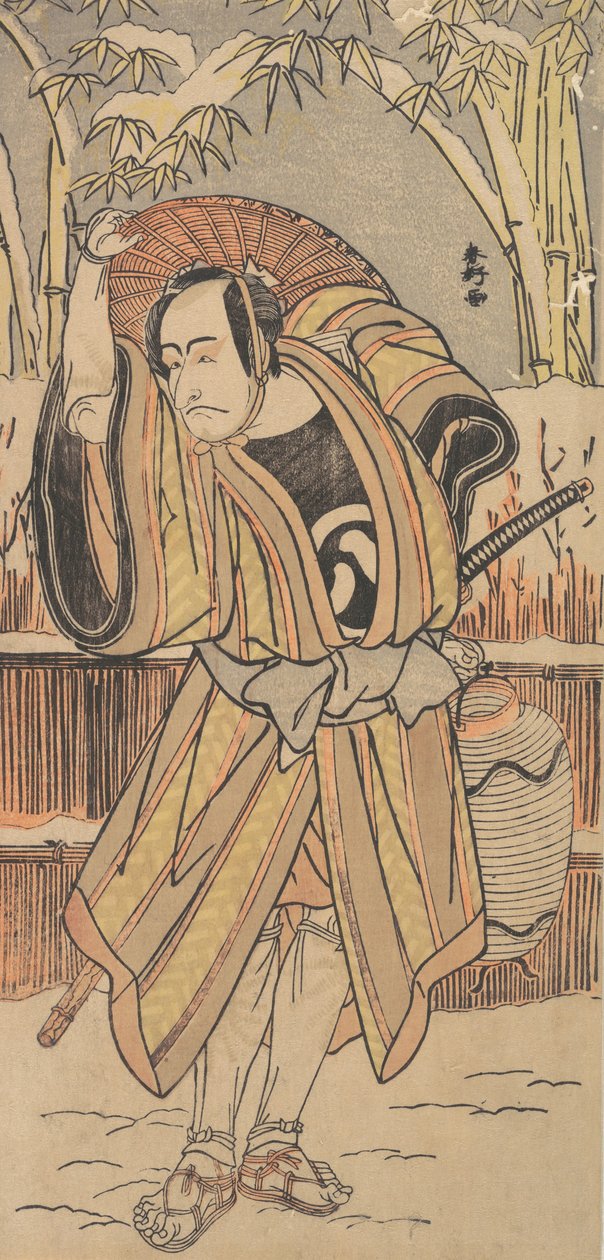 O Quinto Ichikawa Danjuro como Homem em Vestuário de Inverno, datado de 1788. de Katsukawa Shunko