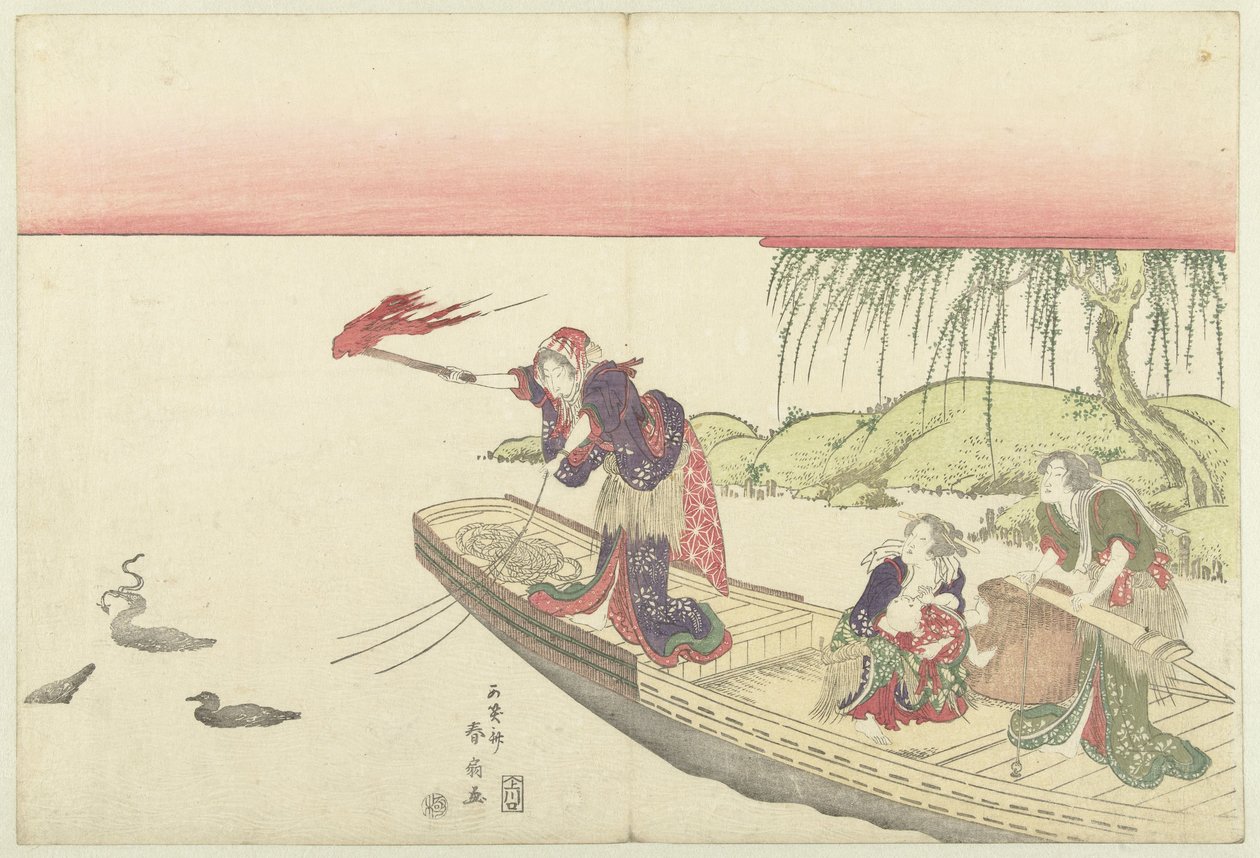 Pesca nocturna de Cormorant de Katsukawa Shunsen