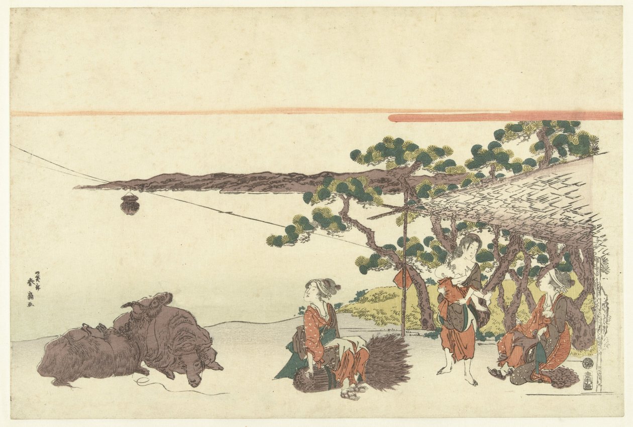 Mulheres num lago de Katsukawa Shunsen