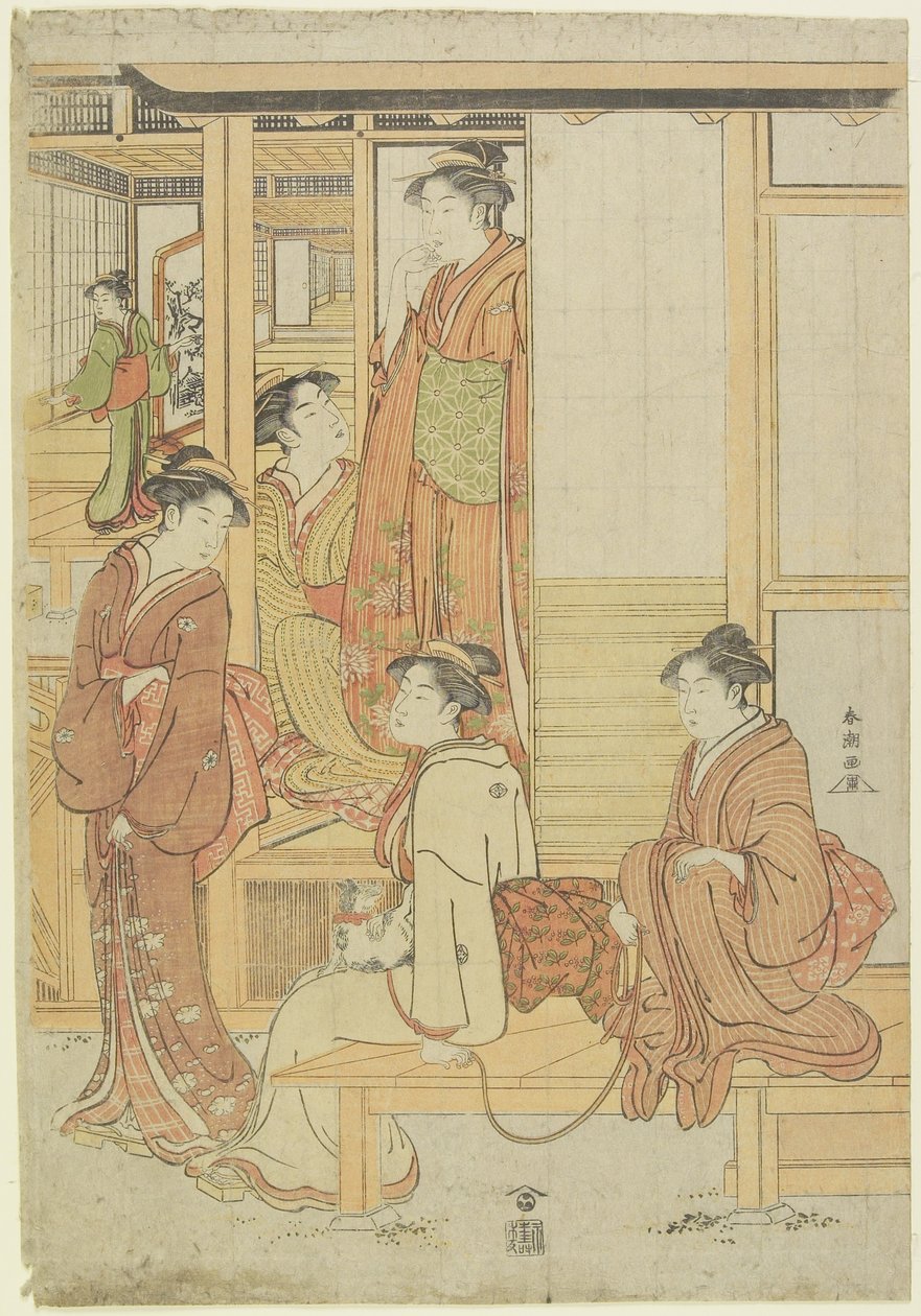 (Um Grupo de Senhoras na Varanda), c. 1780-1795 de Katsukawa Shunsho