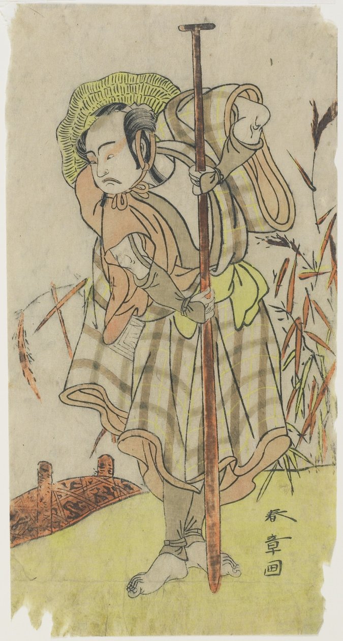 (Um Actor com um Papel de Pé com uma Pá) de Katsukawa Shunsho