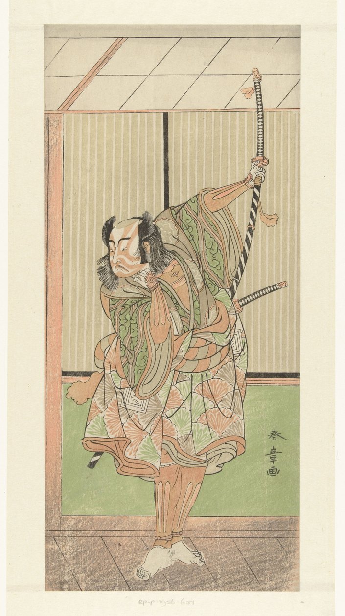 Ator Ichikawa Yaozo com espada longa de Katsukawa Shunsho