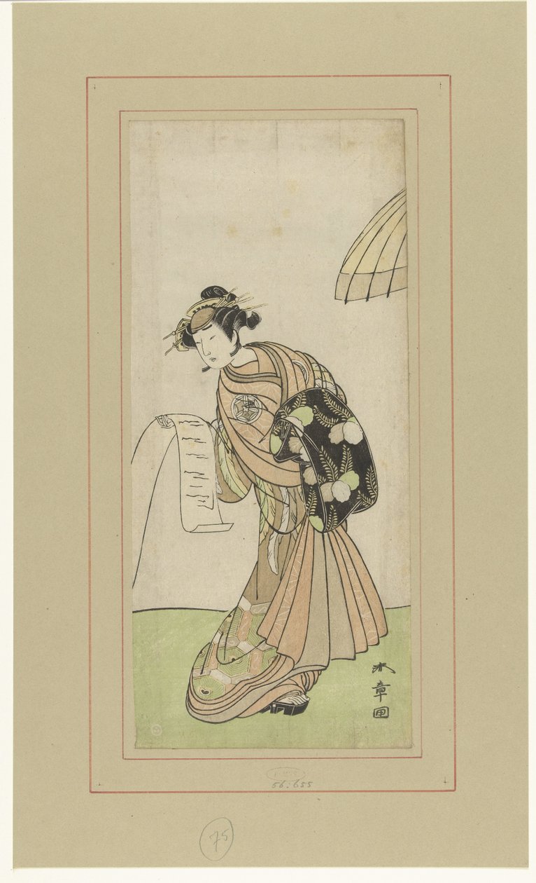 Actor Yamashita Kinsaku II no papel da cortesã Agemaki de Katsukawa Shunsho
