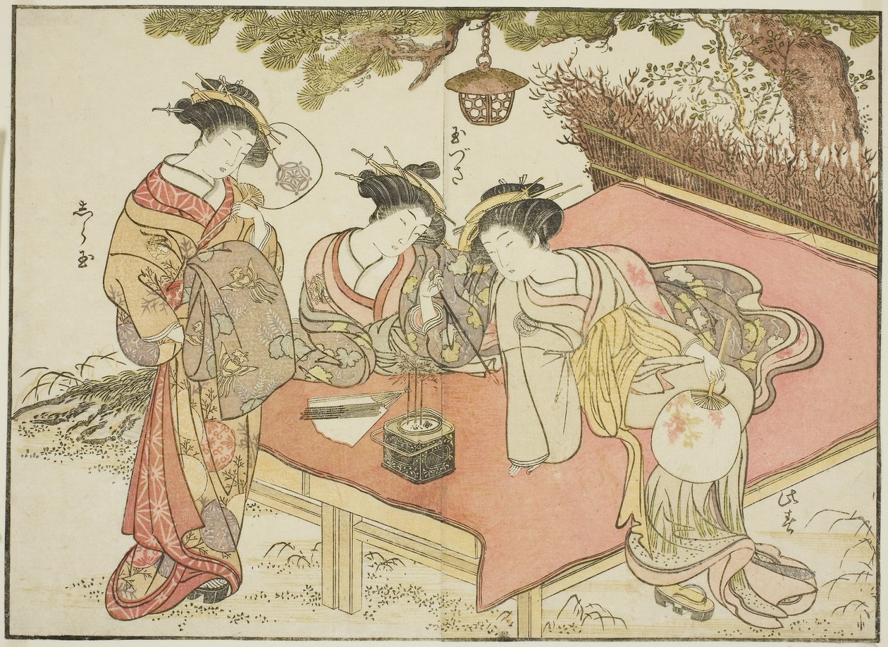 Cortesãs do Yadaya, do livro "Espelho das Belas Mulheres dos Bairros de Prazer (Seiro bijin awase sugata kagami) de Katsukawa Shunsho