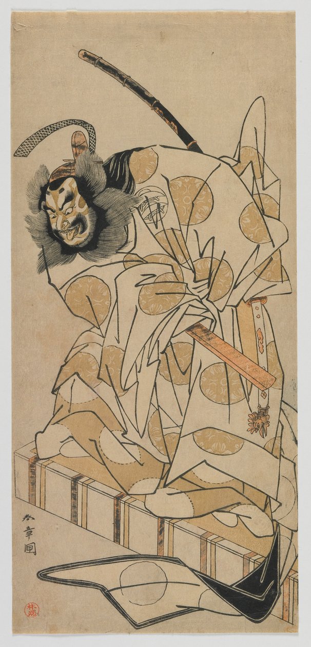 Actor Kabuki Nakajima Mihoemon como Fujiwara Shihei na peça, 