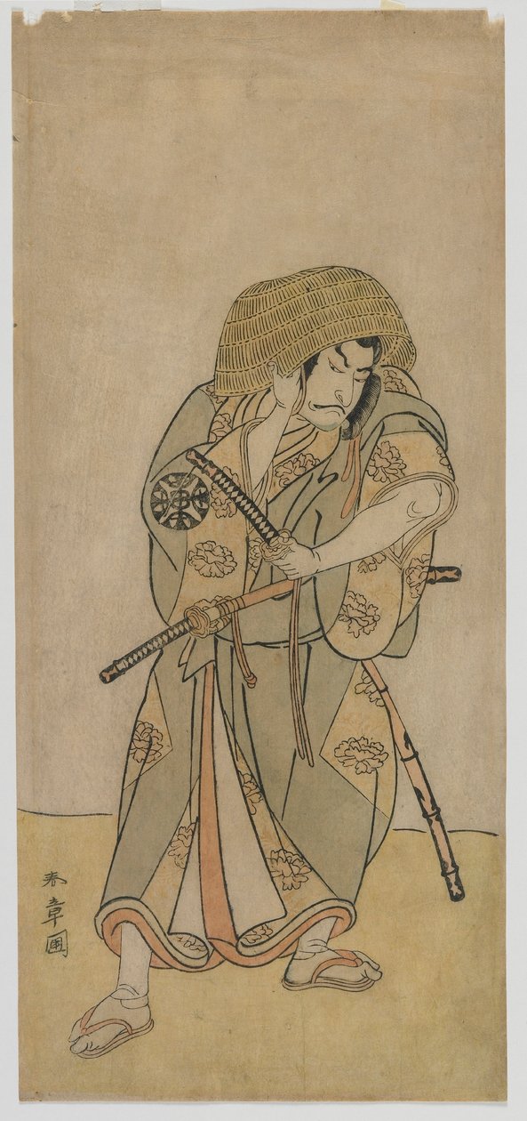 Kabuki Actor Nakamura Nakazo I como Samurai disfarçado, período Edo, meados dos anos 1770 (impressão a cores de blocos de madeira) de Katsukawa Shunsho
