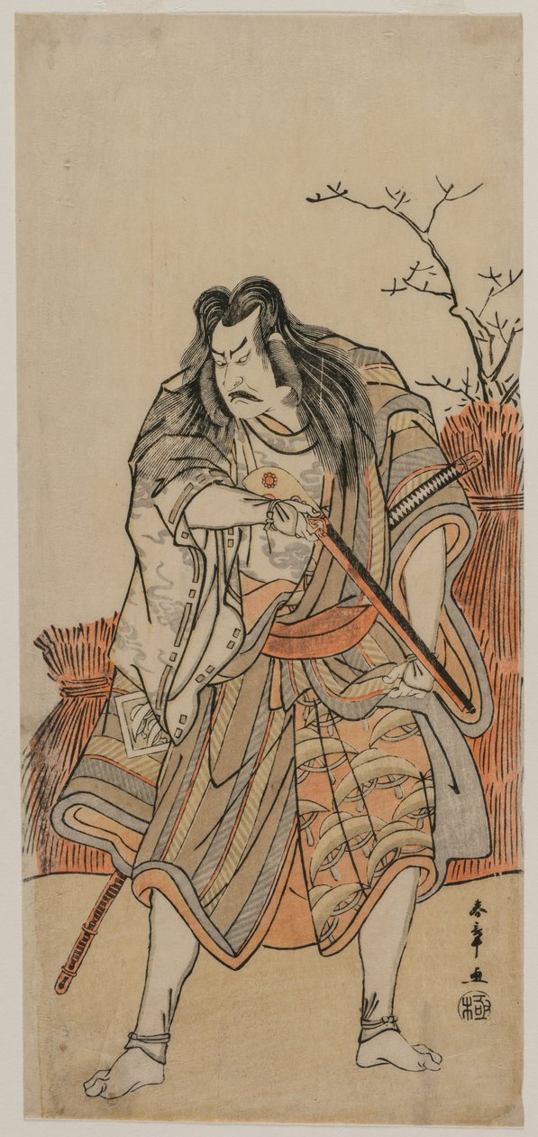Nakajima Kanzaemon como um Lorde Disfarçado de Caçador com um Rifle, c. início dos anos 1780. de Katsukawa Shunsho