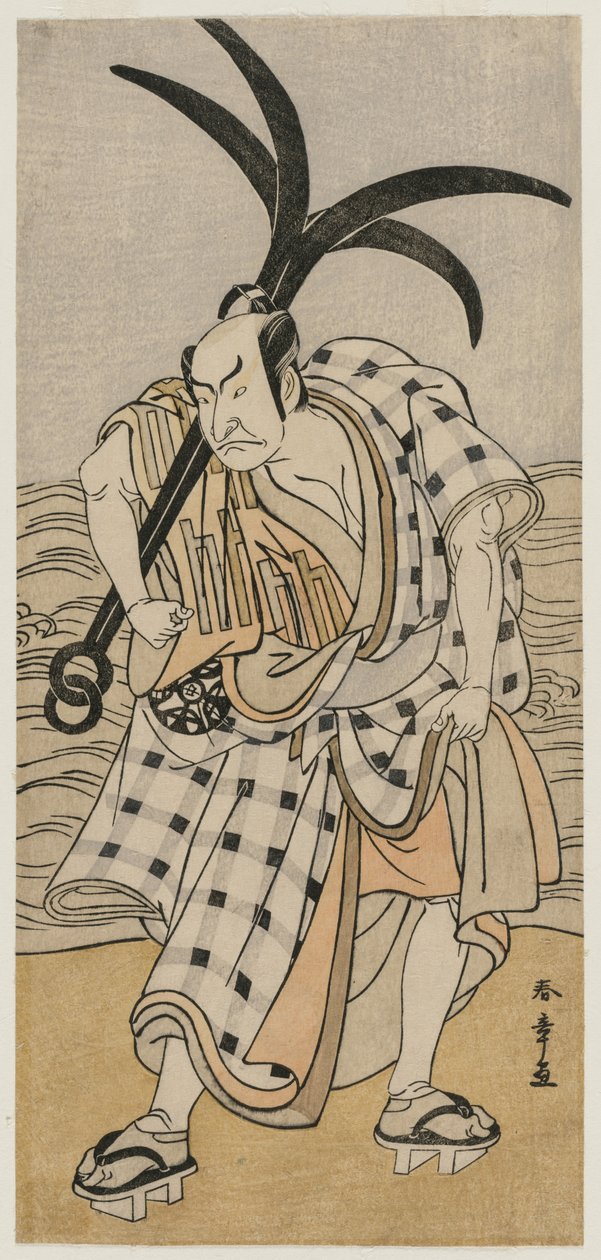 Nakamura Nakazo I como um cidadão segurando uma âncora de Katsukawa Shunsho
