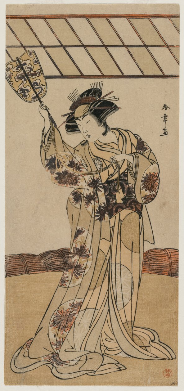 Segawa Kikunojo II como árbitro de uma luta de luta livre, c. final dos anos 1770. de Katsukawa Shunsho
