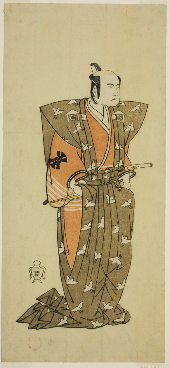 O Ator Bando Mitsugoro I como Soga no Juro Sukenari (?) na Peça Shuen Soga Omugaeshi (?), Realizada no Teatro Ichimura (?) no Segundo Mês, 1768 (?) de Katsukawa Shunsho