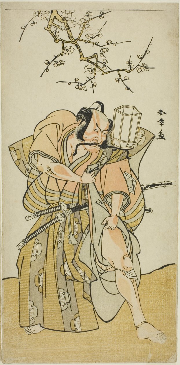 O ator Ichikawa Danzo IV como Kamakura no Gongoro Kagemasa, na quinta cena da peça de teatro Nishiki Tsui no Yumitori (A Dandyish Brocade: Opposing Warriors), apresentada no Teatro Morita no décimo primeiro mês de 1778 de Katsukawa Shunsho