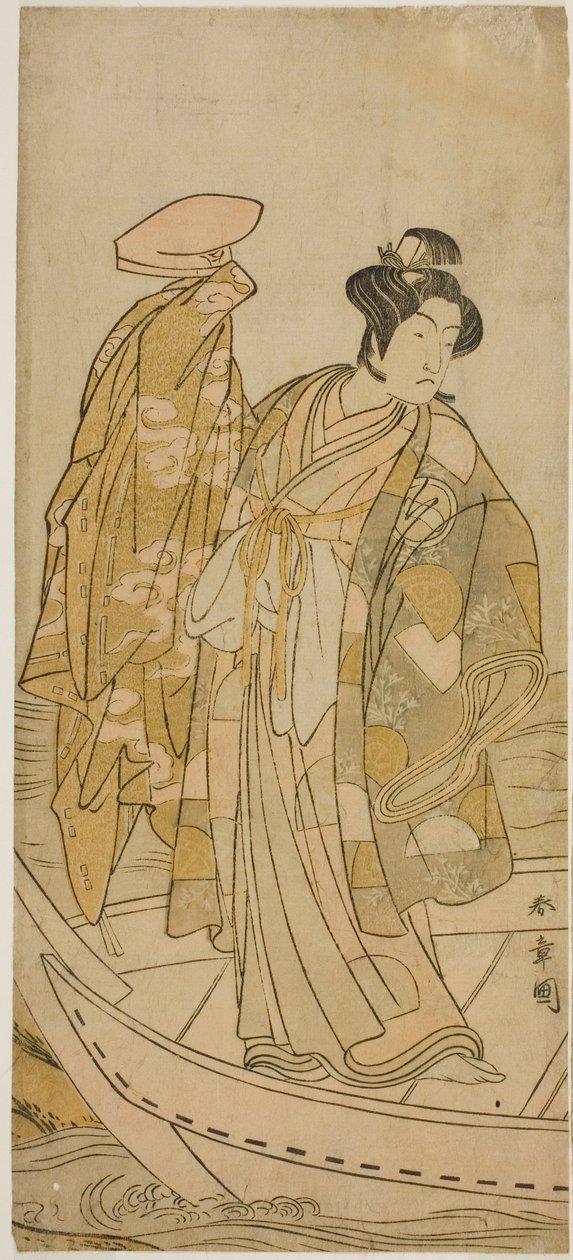 O ator Ichikawa Monnosuke II como Minamoto no Yorinobu na peça Kikujido Shuen no Iwaya, apresentada no Teatro Morita no décimo primeiro mês, 1775 de Katsukawa Shunsho