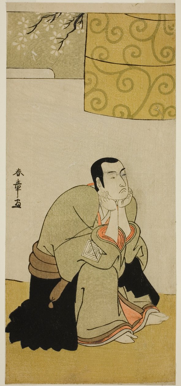 O ator Ichikawa Monnosuke II como monge budista na peça Edo no Hana Mimasu Soga, apresentada no Teatro Nakamura no quarto mês, 1783 de Katsukawa Shunsho