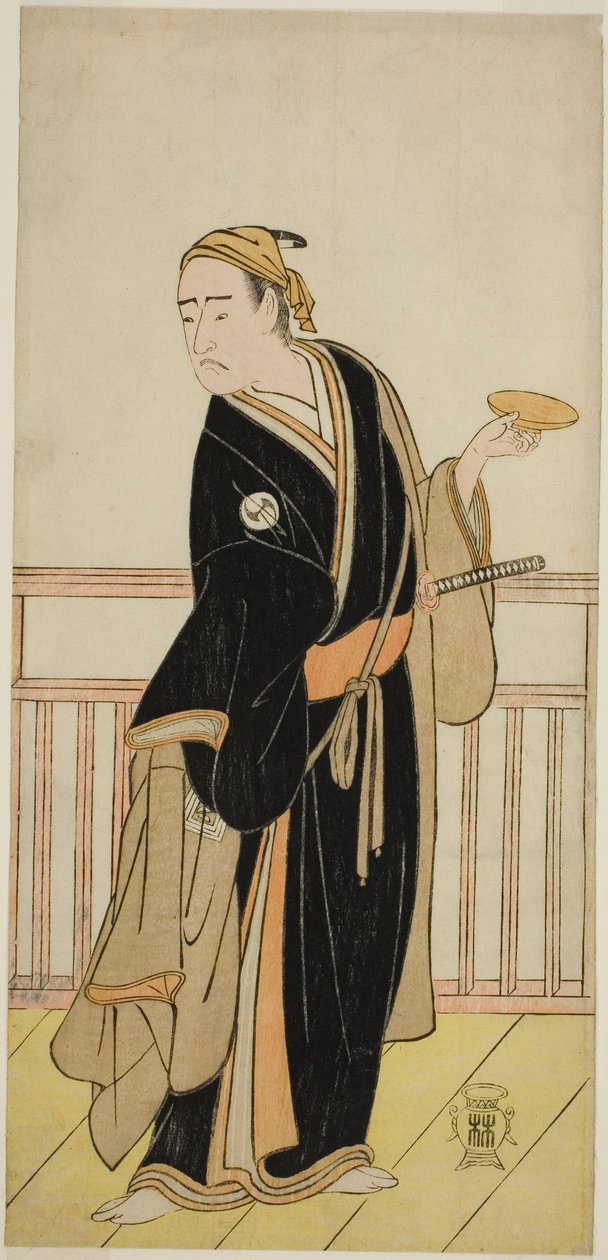O ator Ichikawa Yaozo III como Oboshi Yuranosuke na peça Kanadehon Chushingura, apresentada no Teatro Nakamura no quinto mês de 1786 de Katsukawa Shunsho