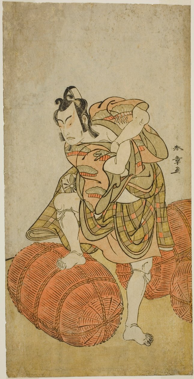 O ator Matsumoto Koshiro IV como Matsuo-maru na peça Sugawara Denju Tenarai Kagami, apresentada no Teatro Nakamura no quarto mês, 1779 de Katsukawa Shunsho