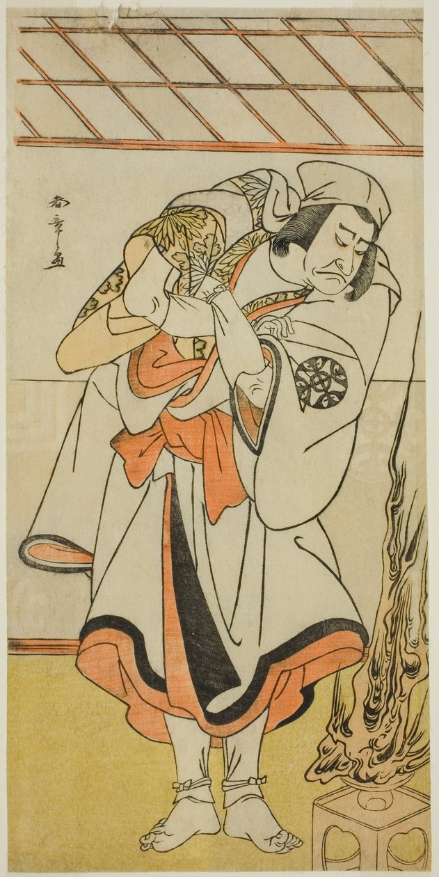 O ator Nakamura Nakazo I como Chinzei Hachiro Tametomo disfarçado de monge asceta, na peça Kitekaeru Nishiki no Wakayaka, apresentada no Teatro Nakamura no décimo primeiro mês, 1780 de Katsukawa Shunsho