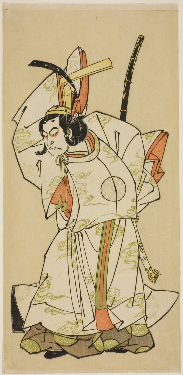 O ator Nakamura Nakazo I como Príncipe Koreakira (?) na peça Gohiiki Kanjincho, apresentada no Teatro Nakamura no décimo primeiro mês, 1773 de Katsukawa Shunsho