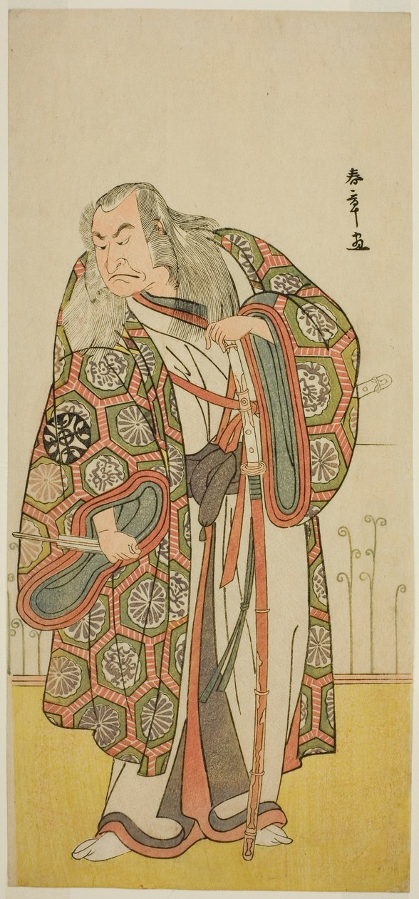 O Ator Nakamura Nakazo I como Mestre da Espada Takuma Genryu (?) na Peça Edo no Fuji Wakayagi Soga (?), Apresentada no Teatro Nakamura (?) no Primeiro Mês, 1789 (?) de Katsukawa Shunsho