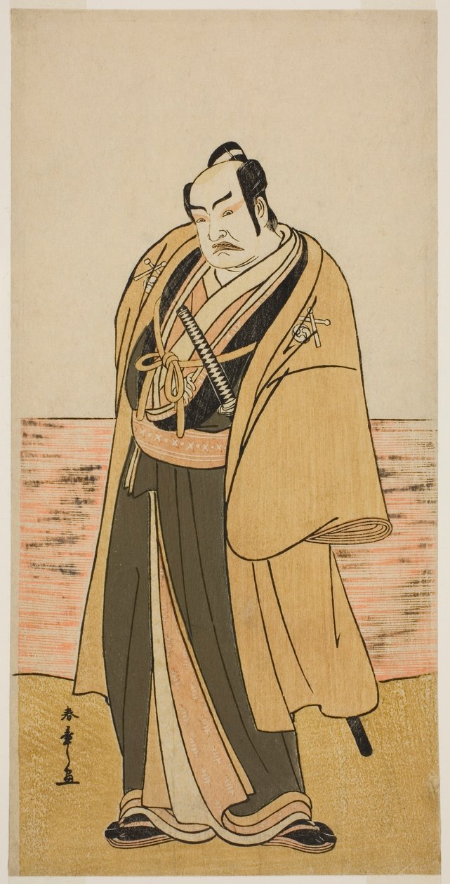 Nakamura Sukegoro II como Kaminari Shokuro na peça Hatsumombi Kuruwa Soga, apresentada no Teatro Nakamura no segundo mês, de Katsukawa Shunsho