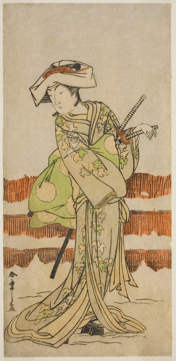 O ator Onoe Kikugoro I como Tonase na peça Kanadehon Chushin Nagori no Kura, apresentada no Teatro Nakamura no nono mês de 1780 de Katsukawa Shunsho