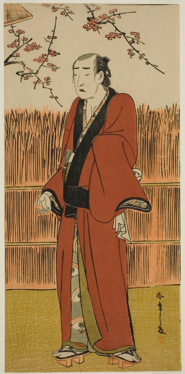 Onoe Matsusuke I como Baramon no Kichi na peça Hatsumombi Kuruwa Soga, apresentada no Teatro Nakamura no Primeiro Mês, de Katsukawa Shunsho