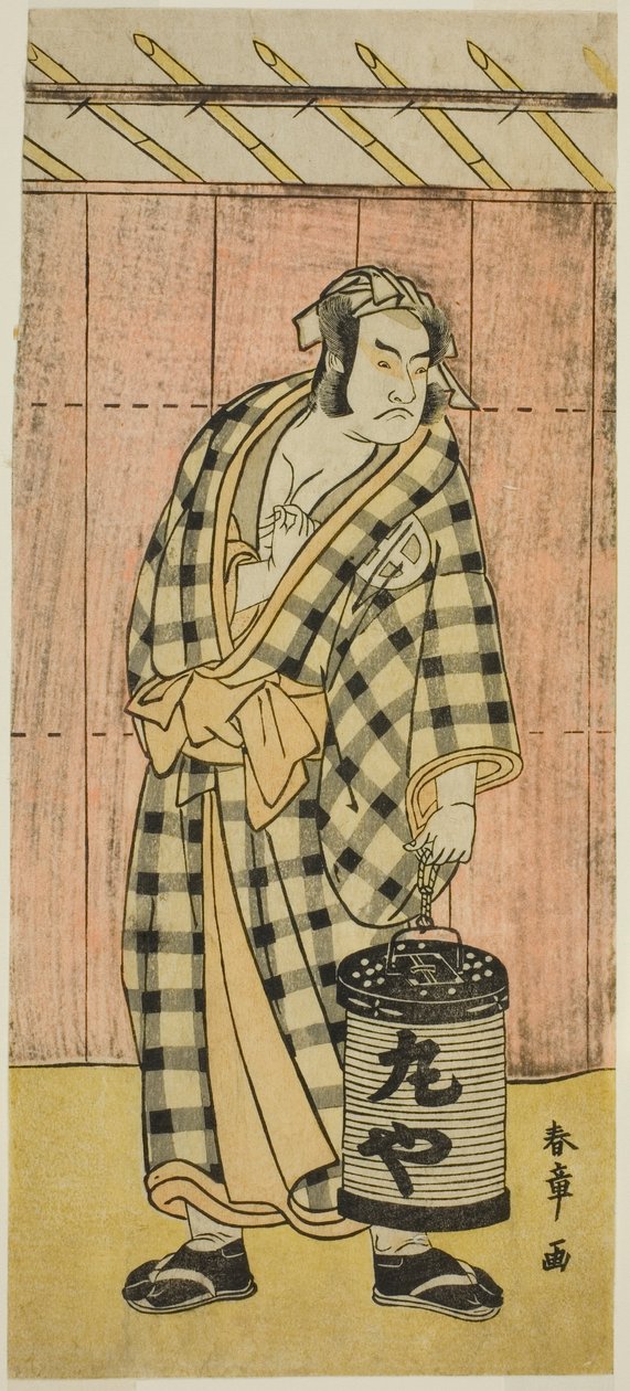 Otani Hiroji III como Maruya Gorohachi na peça Kotobuki Banzei Soga, apresentada no Teatro Ichimura no Quinto Mês, de Katsukawa Shunsho