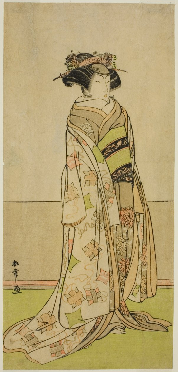 Ator Segawa Kikunojo III em um papel não identificado de Katsukawa Shunsho