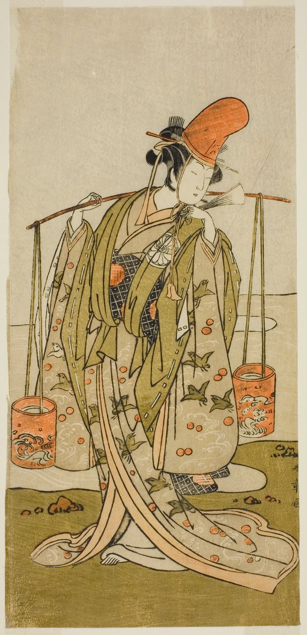 O ator Segawa Kitsuji III como Murasame na peça Gohiiki Kanjincho, apresentada no Teatro Nakamura no décimo primeiro mês de 1773 de Katsukawa Shunsho